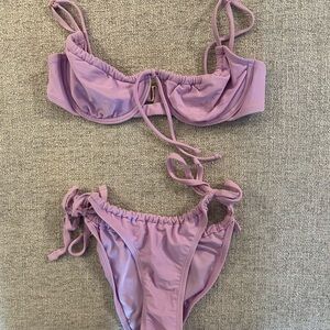 Xhilaration Lavender Ruched Tie Bikini Set - Light Purple